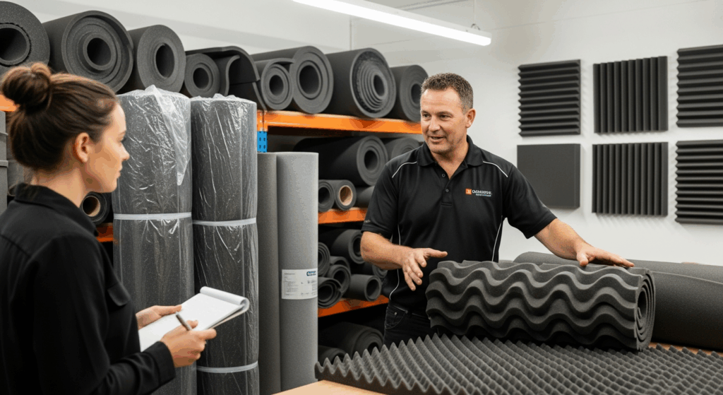 Discussion entre un particulier et un professionnel d'isolation acoustique