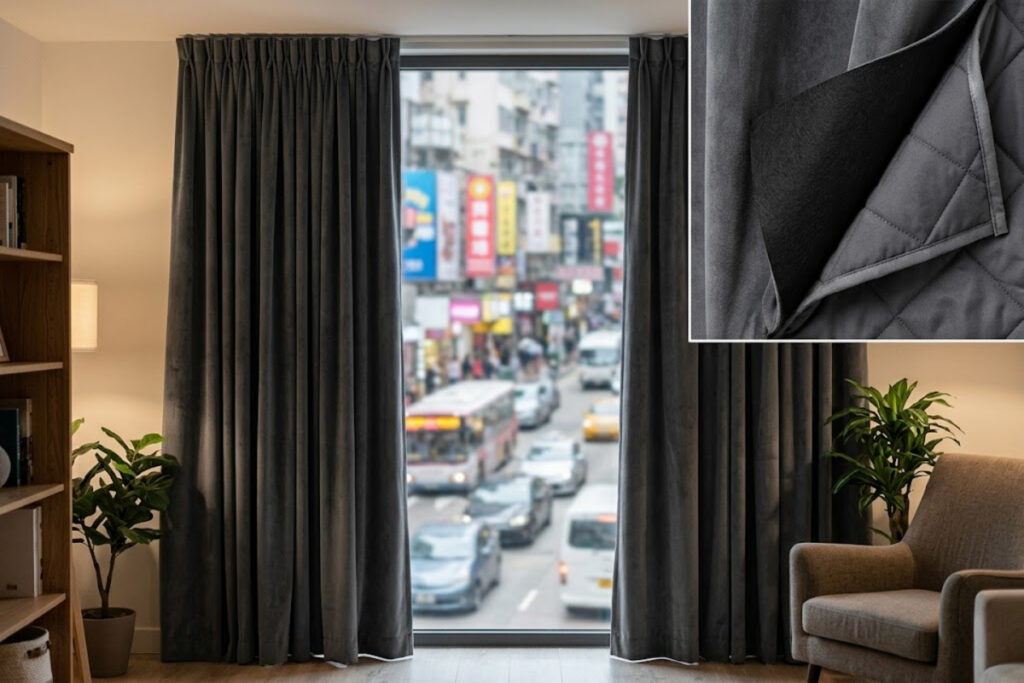 Les multiples couches de tissus des rideaux phoniques